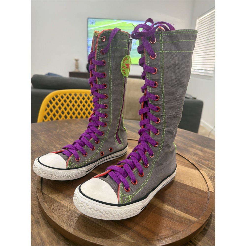 Rare Converse XX-Hi Sneakers Junior Kids Size 1 Knee High Canvas Boots A12756C